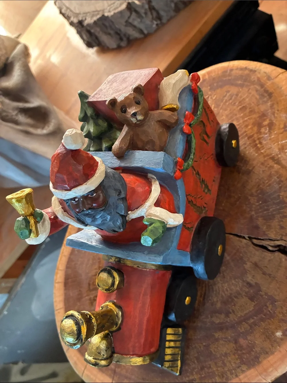 Red & Gold Santa Train Holiday Figurine Decor
